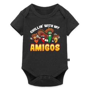 Lustiger Spruch "Chillen mit Meinen Amigos" Mexiko - Baby Premium Kurzarmbody - Schwarz - Vorne