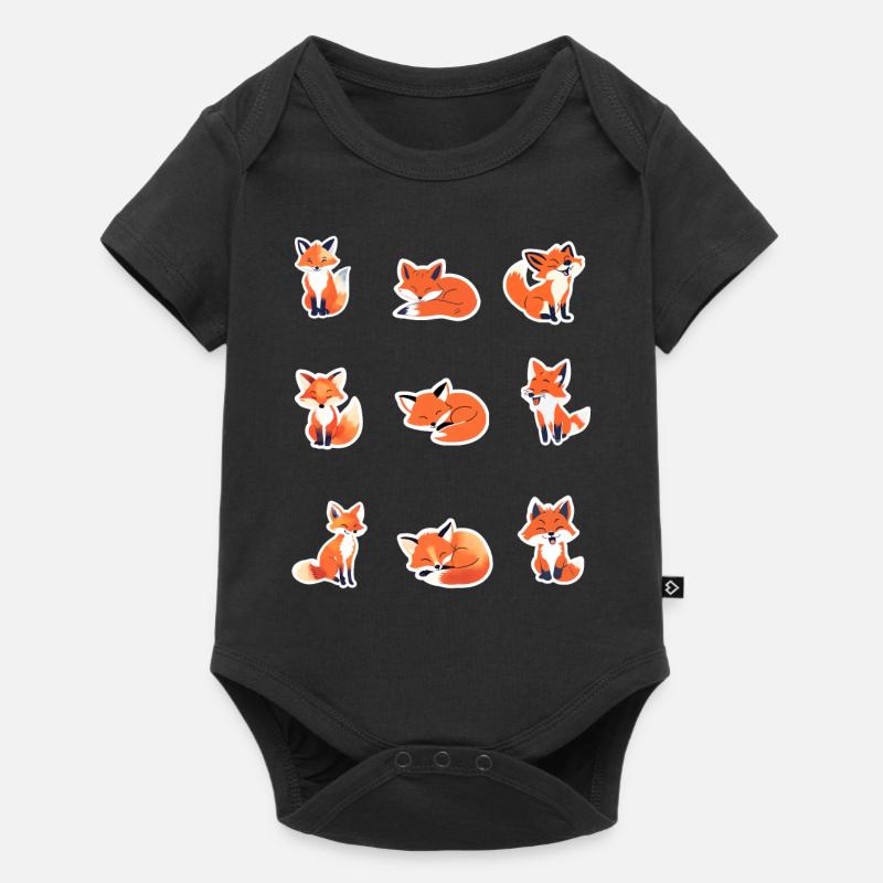 Petits renards - Renards mignons - Body à manches courtes Premium Bébé - noir