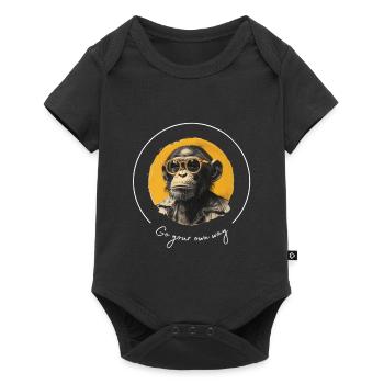 Affe Sonnenbrille Cool - Baby Premium Kurzarmbody - Schwarz - Vorne