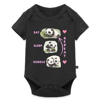 eat-sleep- cuddle- repeat - Baby Premium Kurzarmbody - Schwarz - Vorne