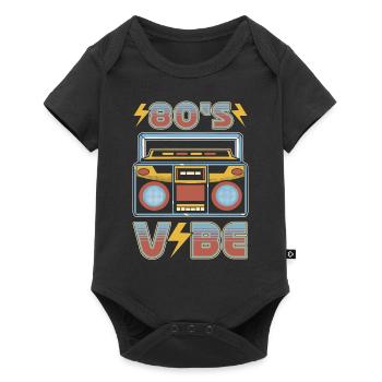 80s Vibe Antiquitätensammler - Baby Premium Kurzarmbody - Schwarz - Vorne