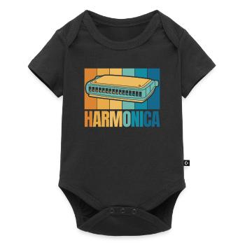 Harmonica rétro Harmoniciste Harpe à bouche Harmoniste - Body à manches courtes Premium Bébé - noir - Devant