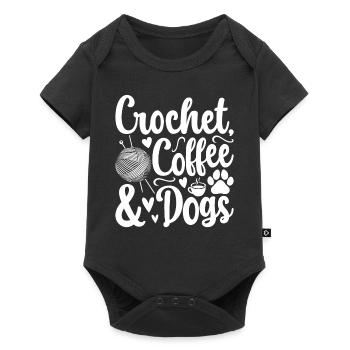 Crochet coffee & dogs - Dog Lover Crocheter - Baby Premium short-sleeve bodysuit - black - Front