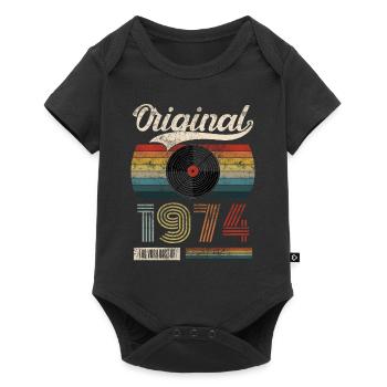 1974 Vintage Birthday Gift Tee Retro Style - Baby Premium short-sleeve bodysuit - black - Front
