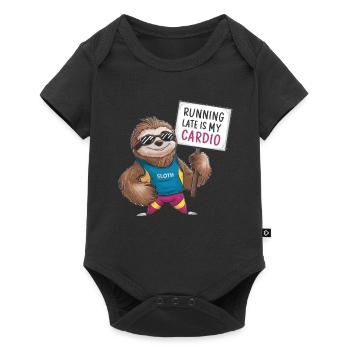 Paresseux avec signe humoristique - Body à manches courtes Premium Bébé - noir - Devant