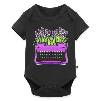 Lavendel-Schreibmaschine Autor - Baby Premium Kurzarmbody - Schwarz - Vorne