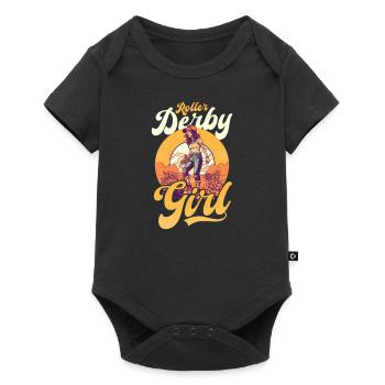 Roller Derby Vintage Retro Sunset Roller Girl - Body à manches courtes Premium Bébé - noir - Devant