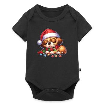 Christmas Hat Christmas Fairy Lights - Baby Premium short-sleeve bodysuit - black - Front