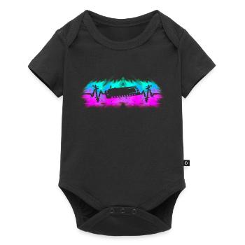 Harmonica player musician heartbeat - Baby Premium short-sleeve bodysuit - black - Front