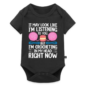 It may look like Im listening to you but I'm croch - Baby Premium short-sleeve bodysuit - black - Front
