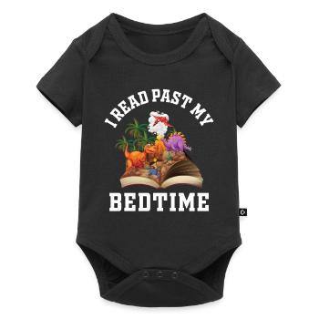 Je lis après le coucher lire des dinosaures - Body à manches courtes Premium Bébé - noir - Devant