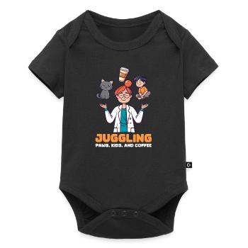 Maman vétérinaire jonglant avec les pattes, les enfants et le café - Body à manches courtes Premium Bébé - noir - Devant