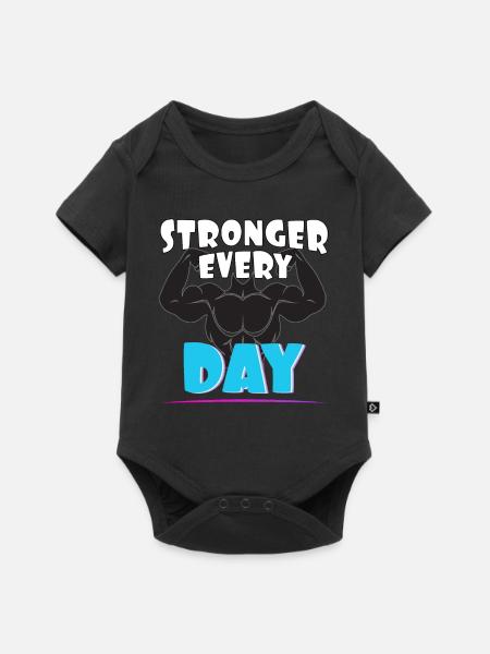 Stronger every day - Baby Premium Kurzarmbody - Schwarz