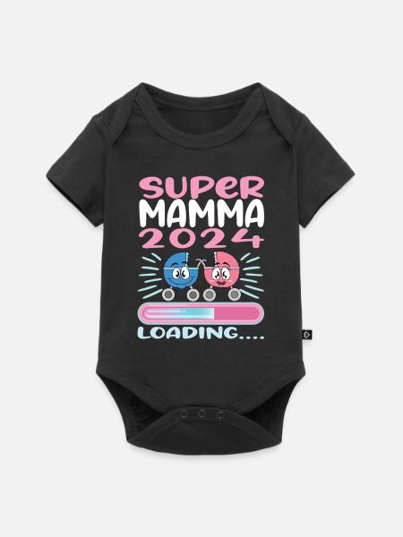 Super Mamma 2024 Loading - Baby Premium Kurzarmbody - Schwarz