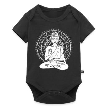Meditierender Buddha Meditationstrainer - Baby Premium Kurzarmbody - Schwarz - Vorne