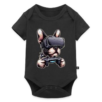 Dogs, French Bulldog video game vr glasses - Baby Premium short-sleeve bodysuit - black - Front