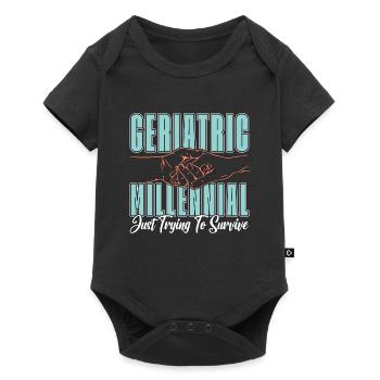 Geriatric Millennial Just Trying To Caregiver - Baby Premium Kurzarmbody - Schwarz - Vorne