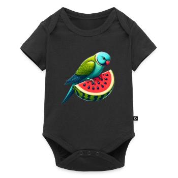 Indian Ring Neck Parrot Watermelon - Baby Premium short-sleeve bodysuit - black - Front