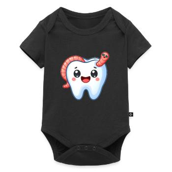 Funny tooth with worm - Baby Premium short-sleeve bodysuit - black - Front