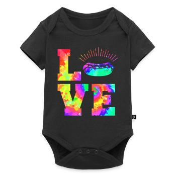 Hot Dog Adulte Tie Dye des années 80 des années 90 - Body à manches courtes Premium Bébé - noir - Devant