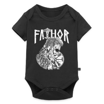 Stolzer Wikinger Papa Vathor Nordischer Vater - Baby Premium Kurzarmbody - Schwarz - Vorne