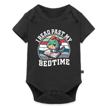 Je lis après le coucher lire des dinosaures - Body à manches courtes Premium Bébé - noir - Devant