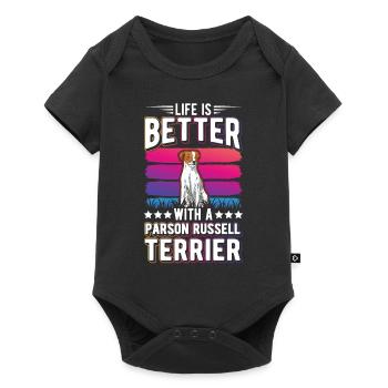 Life is better with Parson Russell Terrier - Baby Premium short-sleeve bodysuit - black - Front
