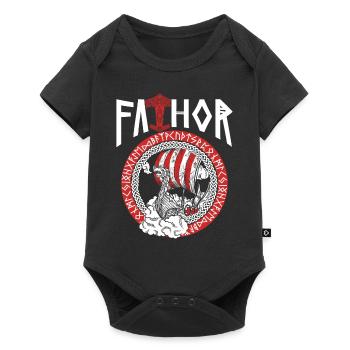 Viking Papa Vathor Bateau viking nordique - Body à manches courtes Premium Bébé - noir - Devant
