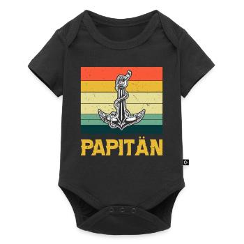 Vatertag Lustig Papa Papitän - Baby Premium Kurzarmbody - Schwarz - Vorne