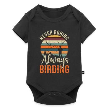 Birdwatching Never Boring Always Retro Bird Feeder - Baby Premium short-sleeve bodysuit - black - Front