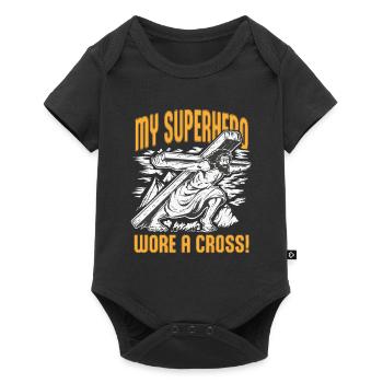 Mon super-héros portait une croix chrétienne inspirante - Body à manches courtes Premium Bébé - noir - Devant