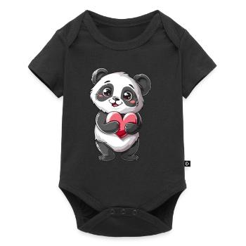 Adorable Panda Holding Heart - Cute Kawaii Panda - Baby Premium short-sleeve bodysuit - black - Front