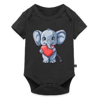 Éléphant mignon tenant une illustration de coeur pour - Body à manches courtes Premium Bébé - noir - Devant