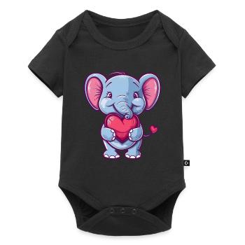 Adorable Elephant Holding Heart Cartoon - Baby Premium short-sleeve bodysuit - black - Front