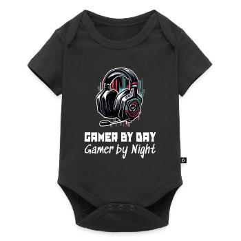 Gamer de jour comme de nuit Gaming Sleep Shirt - Body à manches courtes Premium Bébé - noir - Devant