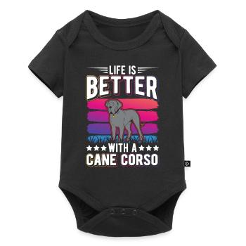 Life is better with Cane Corsos - Baby Premium short-sleeve bodysuit - black - Front