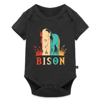 Retro Buffalo American Bison Bovinae Lover Bison - Baby Premium short-sleeve bodysuit - black - Front