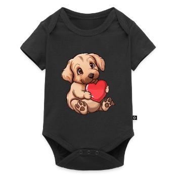 Adorable Puppy Holding a Heart - Baby Premium short-sleeve bodysuit - black - Front