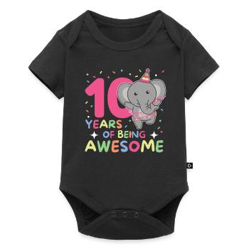 Éléphant pour les enfants de 10 ans - Body à manches courtes Premium Bébé - noir - Devant