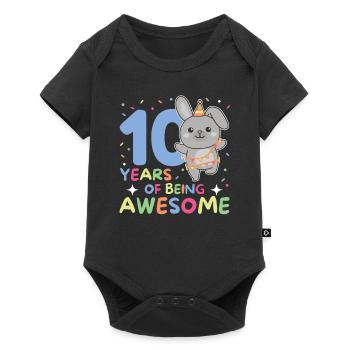 Lapin pour ses 10 ans enfants de dix ans - Body à manches courtes Premium Bébé - noir - Devant
