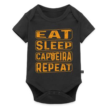 Essen Schlaf Capoeira Wiederholen - Baby Premium Kurzarmbody - Schwarz - Vorne