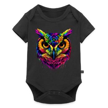 Owl Colorful Rainbow Colors Pop Art Owl Eagle Owl Owls - Baby Premium short-sleeve bodysuit - black - Front