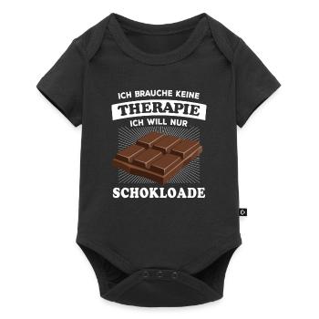 Ich brauche keine Therapie, brauch nur Schokolade - Baby Premium Kurzarmbody - Schwarz - Vorne