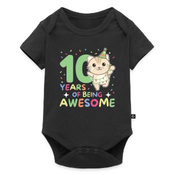 Chat pour les 10 ans Enfants de dix ans - Body à manches courtes Premium Bébé - noir - Devant