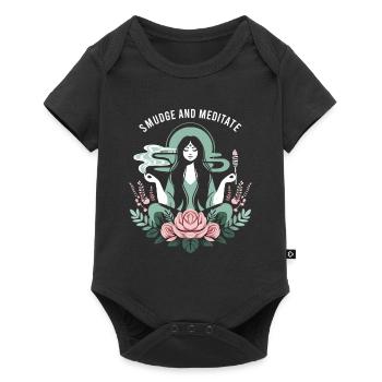 Smudge Sage Feather Spiritual Witchcraft Meditate - Baby Premium short-sleeve bodysuit - black - Front