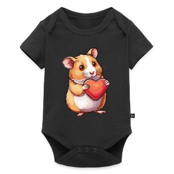 Adorable Hamster Holding Heart Illustration for - Baby Premium short-sleeve bodysuit - black - Front