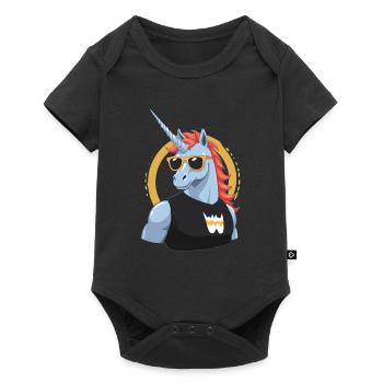 Dad Unicorn Funny Father's Day Design - Baby Premium short-sleeve bodysuit - black - Front