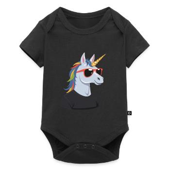 Dad Unicorn Funny Father's Day Design - Baby Premium short-sleeve bodysuit - black - Front