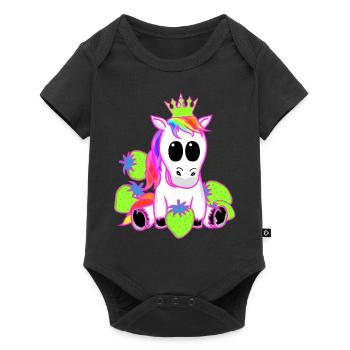 Licorne Licornes Fraise Princesse Animal Mythique - Body à manches courtes Premium Bébé - noir - Devant