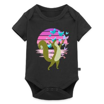 Eichhorn Eichhörnchen Schmetterlinge Frühling - Baby Premium Kurzarmbody - Schwarz - Vorne